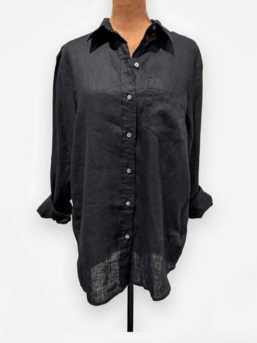 GAP Black 100% Linen Boyfriend Button-Up Shirt XS NWT minimalist preppy blouse